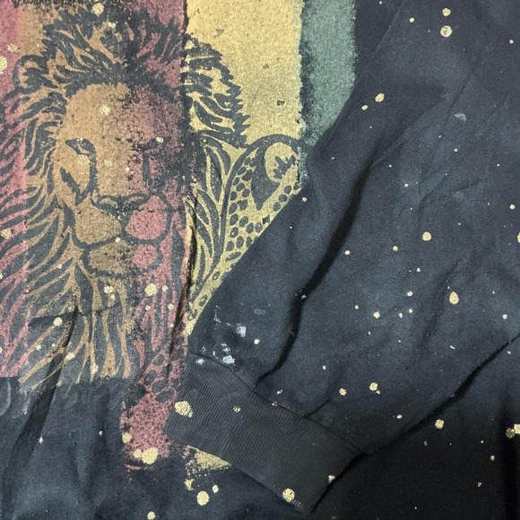 Vintage Hand Painted Animal Print Sweatshirt Lion Tiger Panther Gold‎ Splatter - Picture 3 of 4